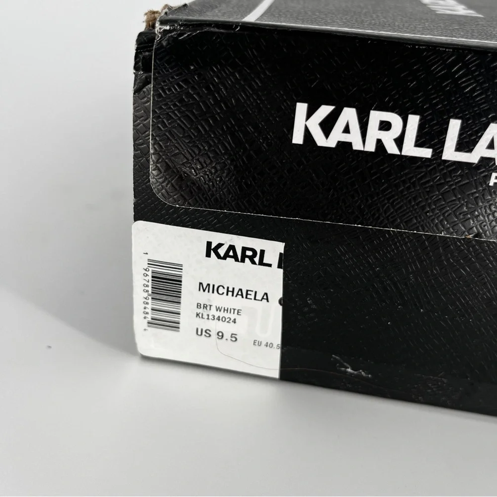 Karl Lagerfeld Michaela Espadrille Flats White Logo - Size 9.5 - Picture 12 of 12
